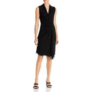 Black Sleeveless Twist-Detail Midi Dress